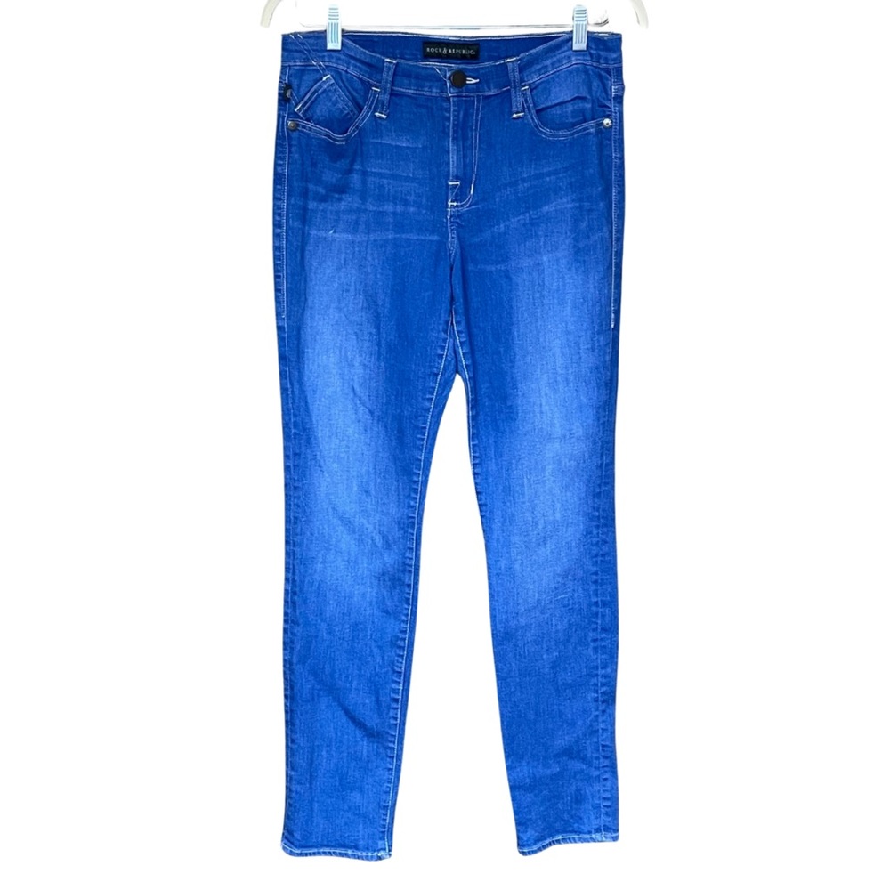 Rock & Republic bright blue Berlin jeans comfortable stretch denim size 14